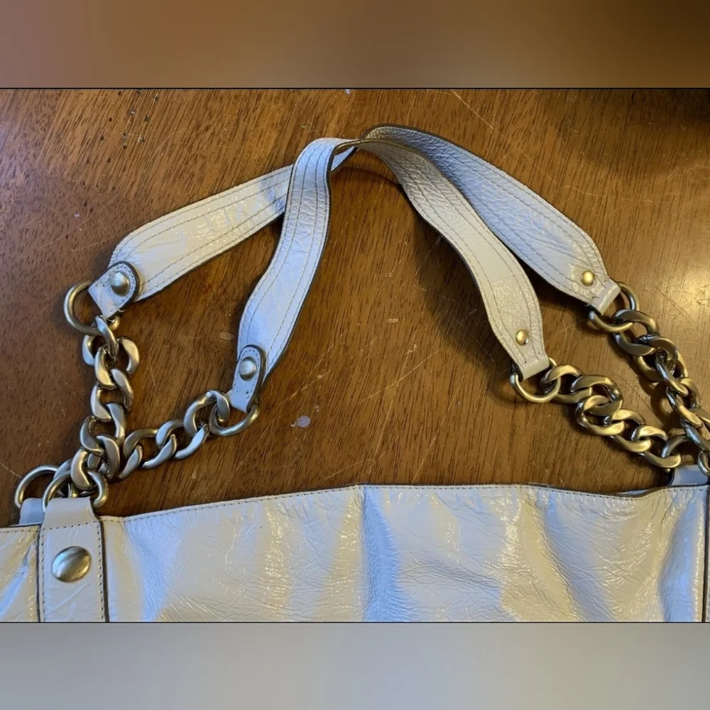Michael Kors MK off white Cream Leather Hobo Shoulder Bag Purse Handbag